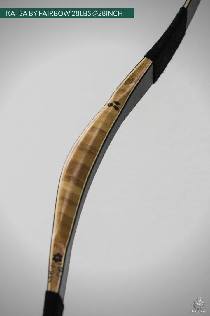 THE KATSA BOW, 28 LBS @ 28 INCH BLACK GLASS WITH SMOKEY BLACK AND RED NOCKS-Bow-Fairbow-Fairbow
