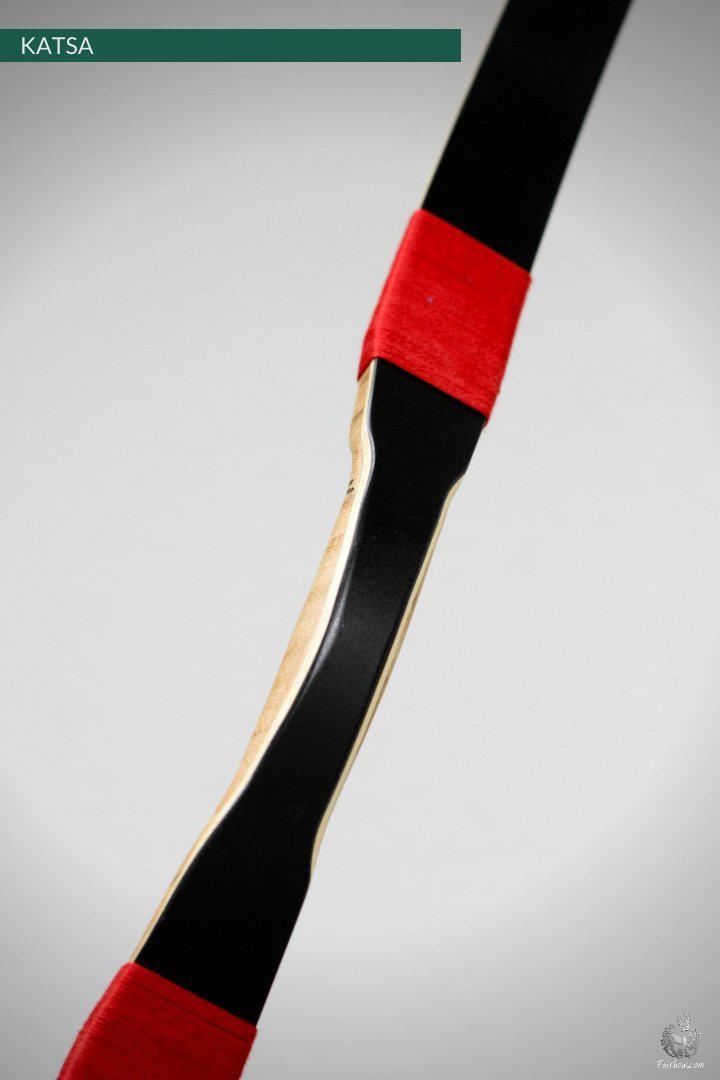 THE KATSA BOW, 31LBS @ 28 INCH BLACK GLASS WITH SMOKEY BLACK AND RED NOCKS-Bow-Fairbow-Fairbow