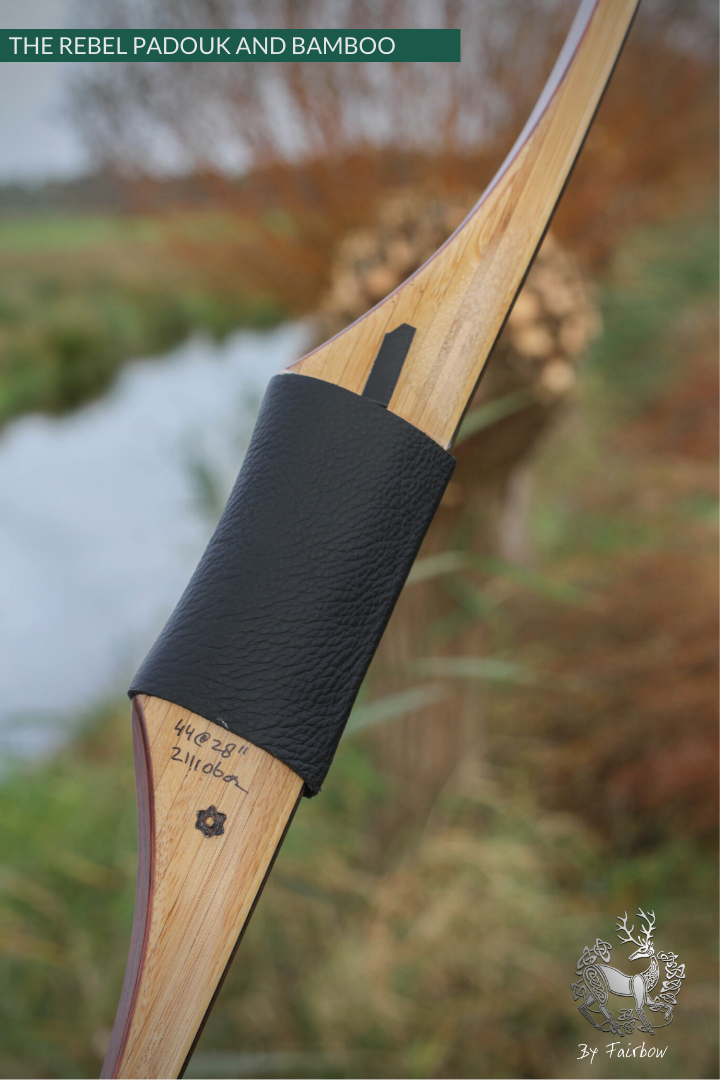 THE REBEL BOW 44@28 CLEAR GLASS, BAMBOO AND PADOUK FINISH LH-Bow-Fairbow-Fairbow
