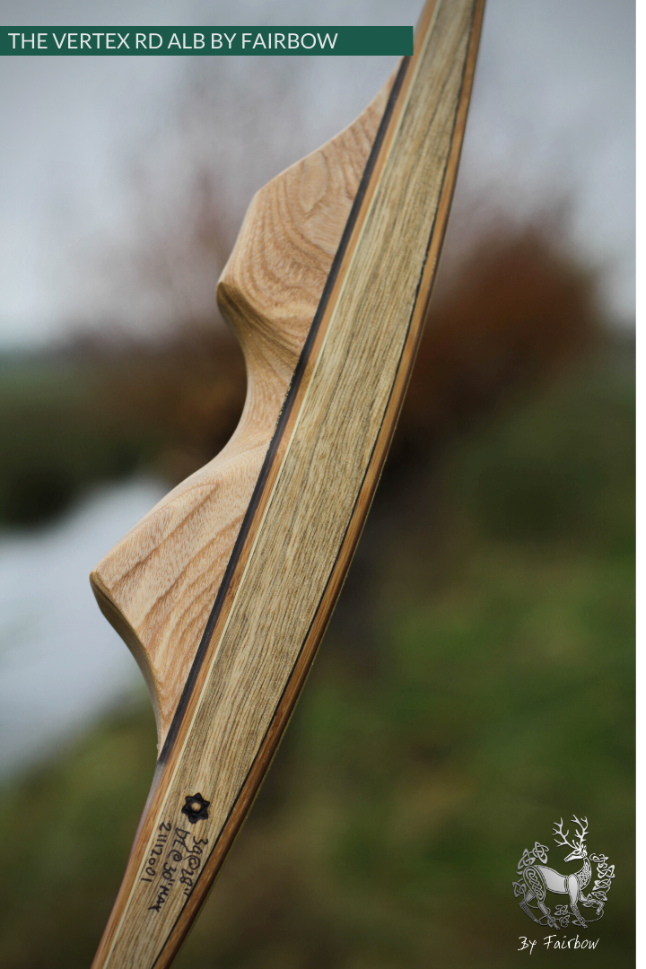 THE VERTEX BOW R-D 64" BLACK LIMBA, BAMBOO-GLASS 39 LBS @ 28 INCH RH-Bow-Fairbow-Fairbow