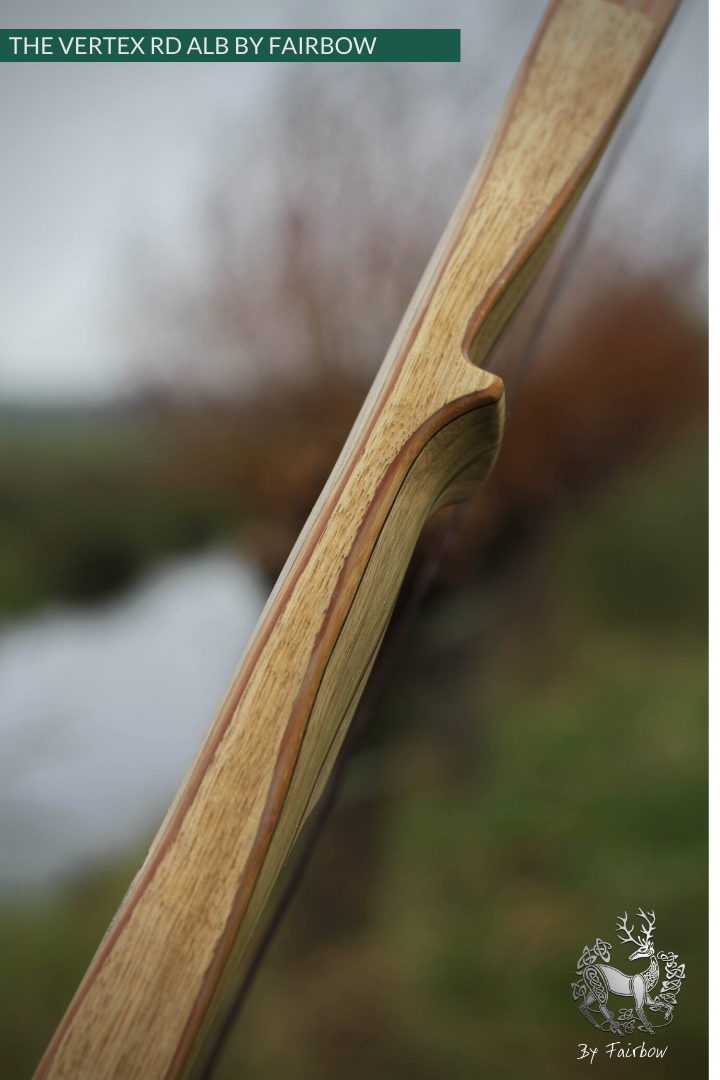 THE VERTEX BOW R-D 64" BLACK LIMBA, BAMBOO-GLASS 39 LBS @ 28 INCH RH-Bow-Fairbow-Fairbow