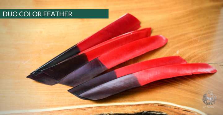 TURKEY FEATHERS DUO COLORED SOLD PER DOZEN RIGHT WING-Feathers-Fairbow-Black and Red-Fairbow