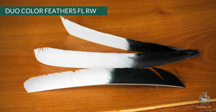 TURKEY FEATHERS DUO COLORED SOLD PER DOZEN RIGHT WING-Feathers-Fairbow-Black 'n' white-Fairbow