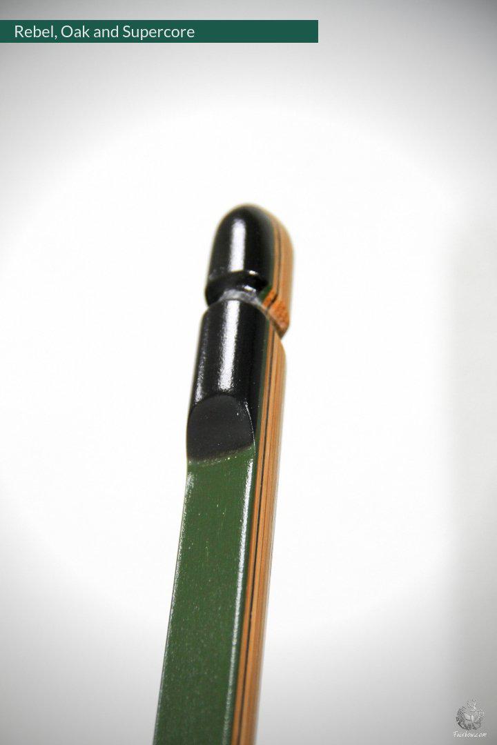 The Rebel, BOW WITH BACKSET 77@28 GREEN AND BLACK GLASS, OAK RISER-Bow-Fairbow-Fairbow